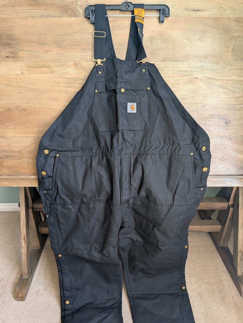 NWT Carhartt Bib Overalls Mens 4XL Black Insulated Firm Duck Loose Fit OR6672-M